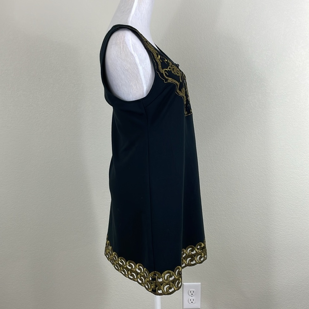 Free People sleeveless gold trim and embroidered a line dress size 4 - Picture 4 of 9